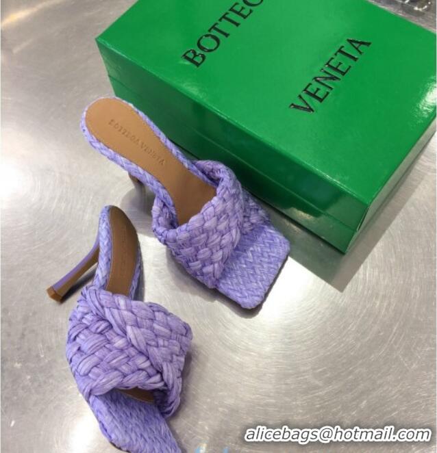 Low Cost Bottega Veneta Stretch Woven Raffia High-Heel Sandals 9cm 010501 Purple