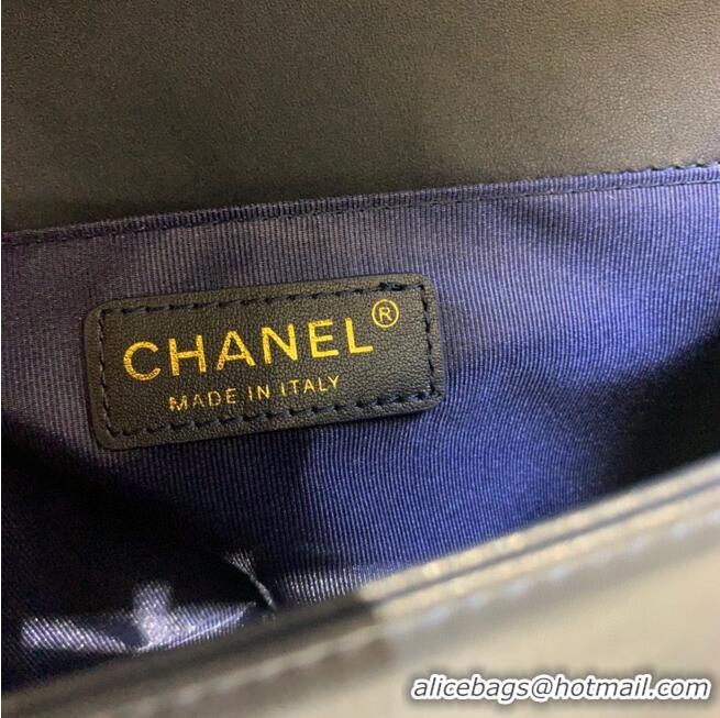 Best Price Chanel Boy Flap Shoulder Bags Chevron Calfskin Leather A67086 Blue&Black