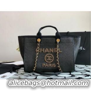 Good Product Chanel Large Weave Shopping Bag A66942 Black