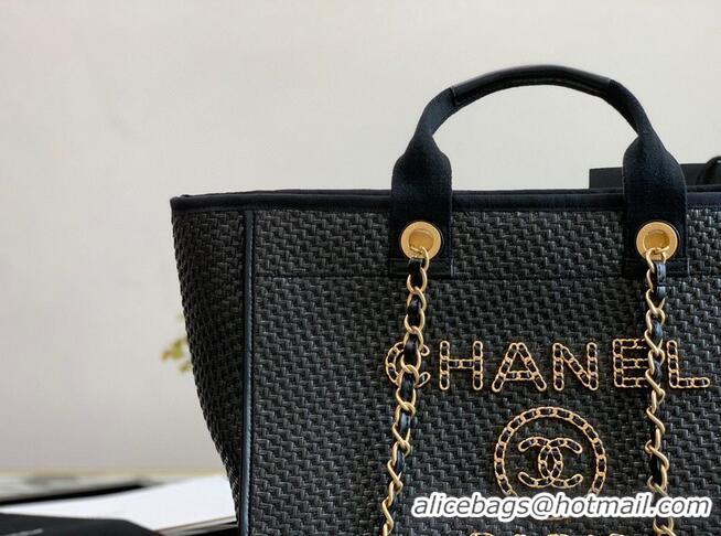 Good Product Chanel Large Weave Shopping Bag A66942 Black