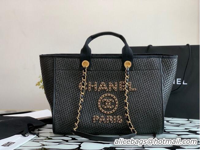 Good Product Chanel Large Weave Shopping Bag A66942 Black