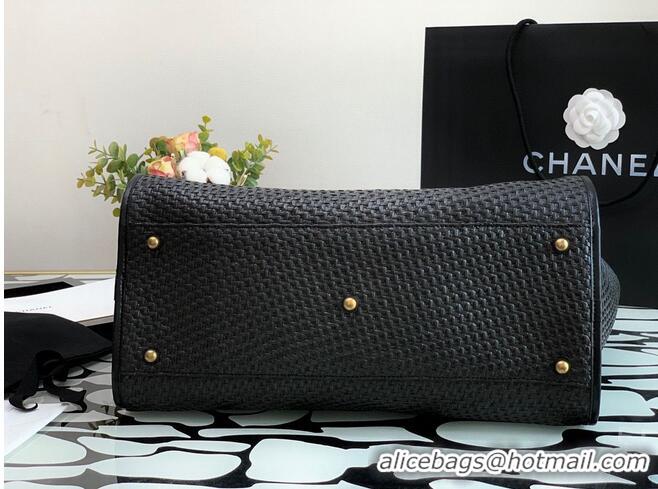 Good Product Chanel Large Weave Shopping Bag A66942 Black