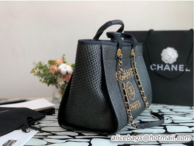 Good Product Chanel Large Weave Shopping Bag A66942 Black