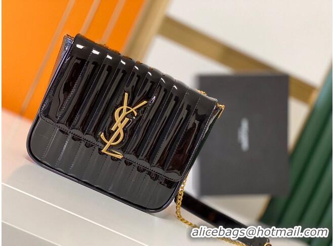 Buy Classic Yves Saint Laurent Patent Original Leather Large Vicky Bag 532595 Black