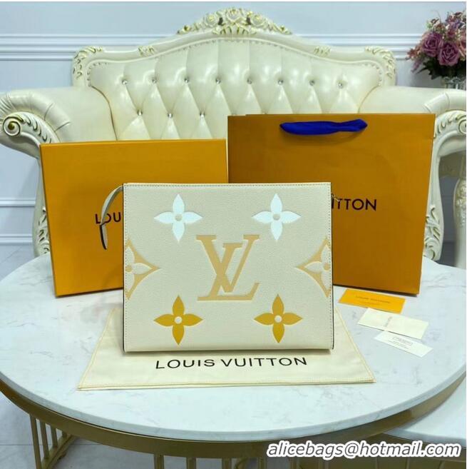 Hot Sell Louis Vuitton Monogram Empreinte POCHETTE VOYAGE MM M80504 Cream & Saffron