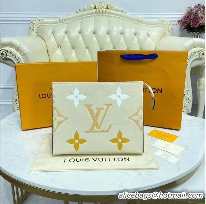 Hot Sell Louis Vuitton Monogram Empreinte POCHETTE VOYAGE MM M80504 Cream & Saffron