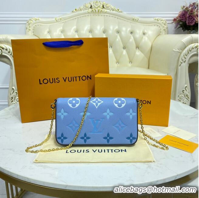 Well Crafted Louis Vuitton Monogram Empreinte FELICIE POCHETTE M80498 Summer Blue