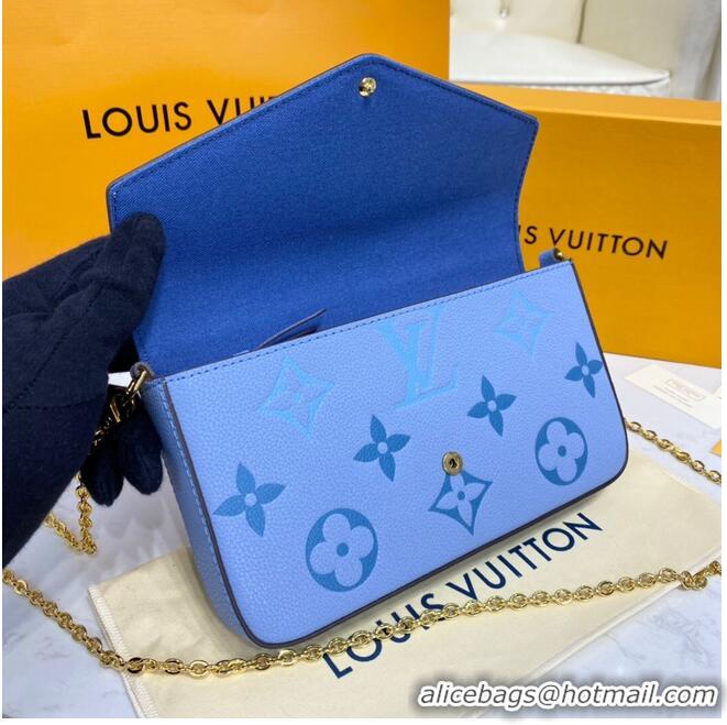 Well Crafted Louis Vuitton Monogram Empreinte FELICIE POCHETTE M80498 Summer Blue