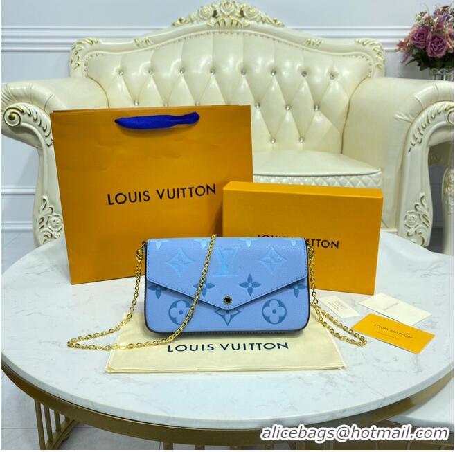 Well Crafted Louis Vuitton Monogram Empreinte FELICIE POCHETTE M80498 Summer Blue