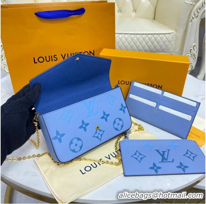 Well Crafted Louis Vuitton Monogram Empreinte FELICIE POCHETTE M80498 Summer Blue