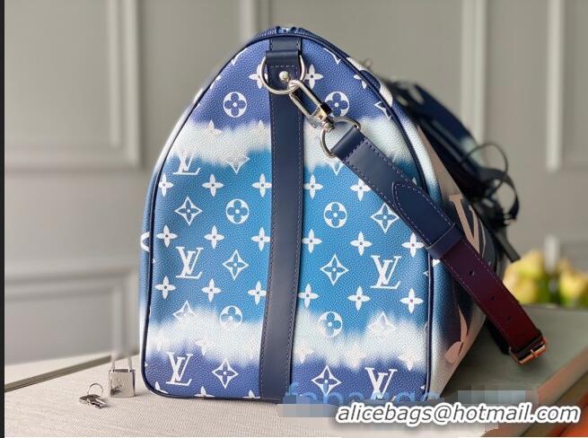 New Style Louis Vuitton LV Escale Keepall Bandoulière 50 Travel Bag M45117 Blue 2020