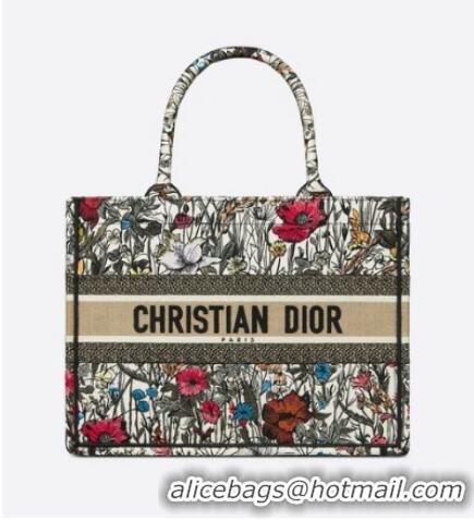 Trendy Design SMALL DIOR BOOK TOTE Multicolor Mille Fleurs Embroidery M1296Z