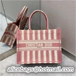 Buy Inexpensive DIOR BOOK TOTE Pink D-Stripes Embroidery M1287