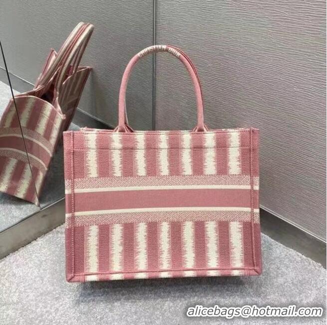 Buy Inexpensive DIOR BOOK TOTE Pink D-Stripes Embroidery M1287