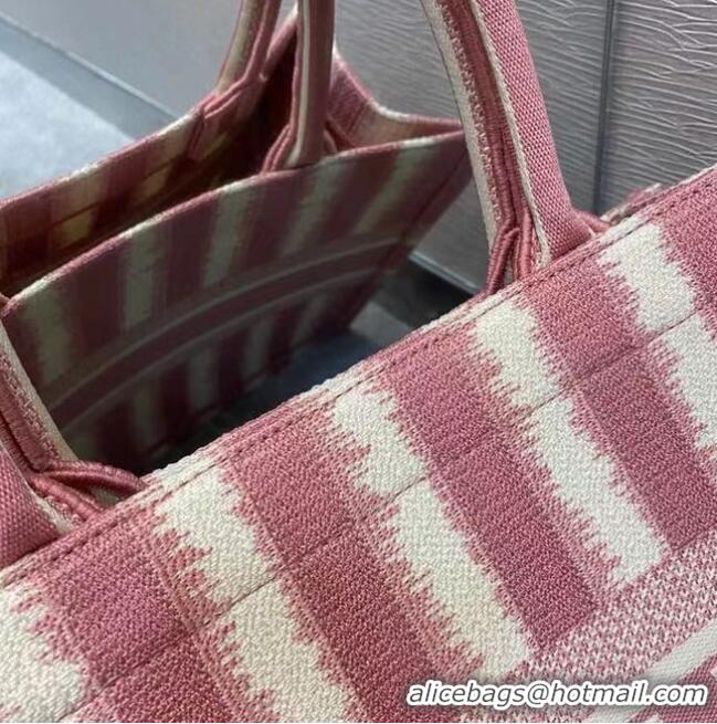 Buy Inexpensive DIOR BOOK TOTE Pink D-Stripes Embroidery M1287