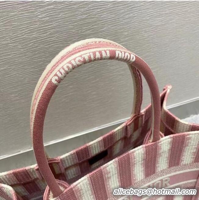 Buy Inexpensive DIOR BOOK TOTE Pink D-Stripes Embroidery M1287