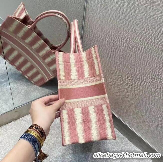 Buy Inexpensive DIOR BOOK TOTE Pink D-Stripes Embroidery M1287