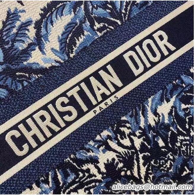 Top Quality DIOR BOOK TOTE Blue Dior Palms Embroidery M1286