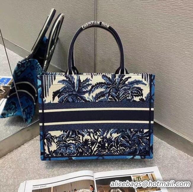 Unique Style DIOR BOOK TOTE Blue Dior Palms Embroidery M1287