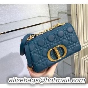 Luxury Cheap Dior SMALL DIOR CARO BAG Soft Cannage Calfskin M9241 Blue