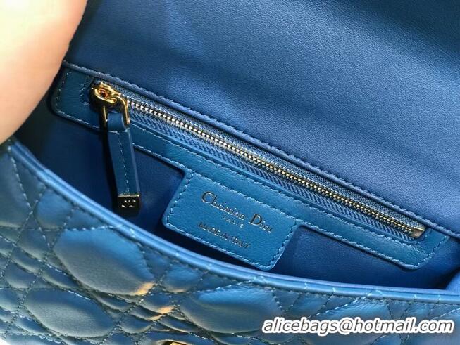 Luxury Cheap Dior SMALL DIOR CARO BAG Soft Cannage Calfskin M9241 Blue