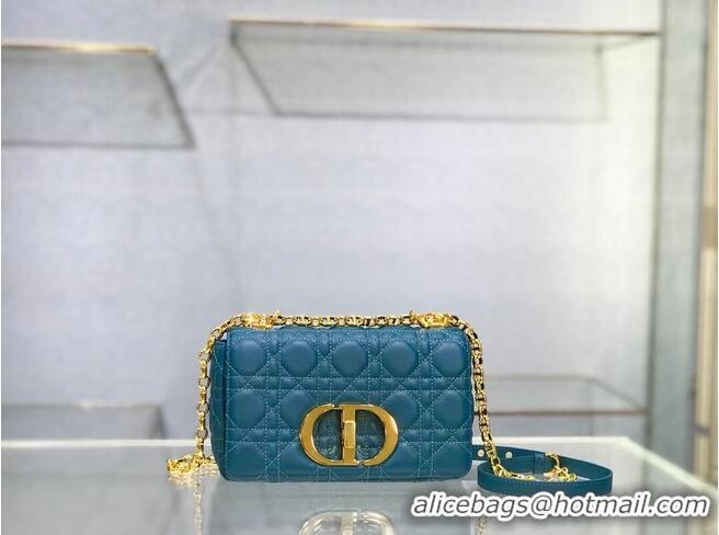 Luxury Cheap Dior SMALL DIOR CARO BAG Soft Cannage Calfskin M9241 Blue