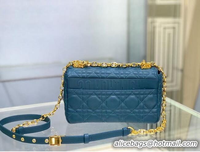 Luxury Cheap Dior SMALL DIOR CARO BAG Soft Cannage Calfskin M9241 Blue