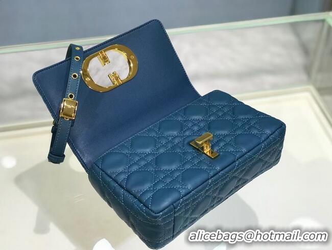 Luxury Cheap Dior SMALL DIOR CARO BAG Soft Cannage Calfskin M9241 Blue