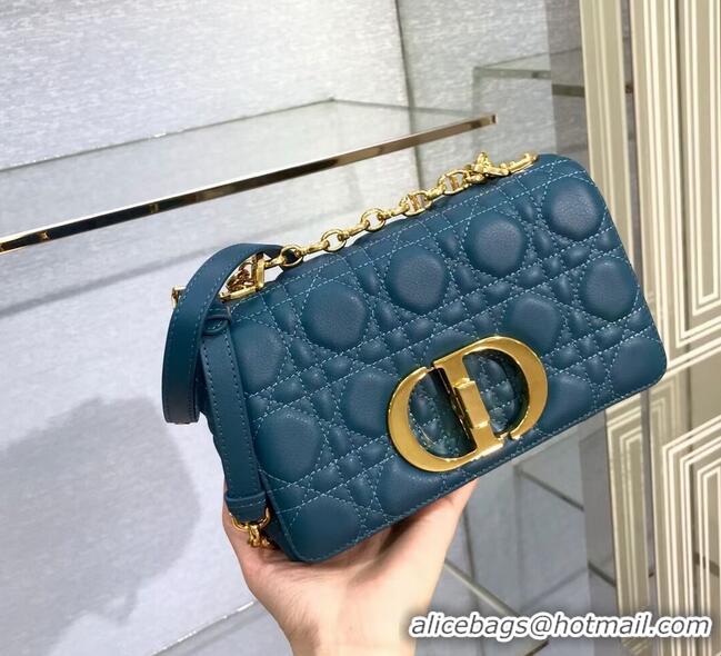 Luxury Cheap Dior SMALL DIOR CARO BAG Soft Cannage Calfskin M9241 Blue