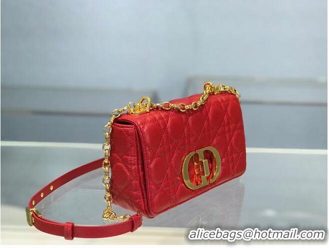 Buy Discount Dior SMALL DIOR CARO BAG Soft Cannage Calfskin M9241 red