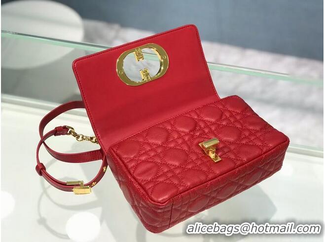 Buy Discount Dior SMALL DIOR CARO BAG Soft Cannage Calfskin M9241 red