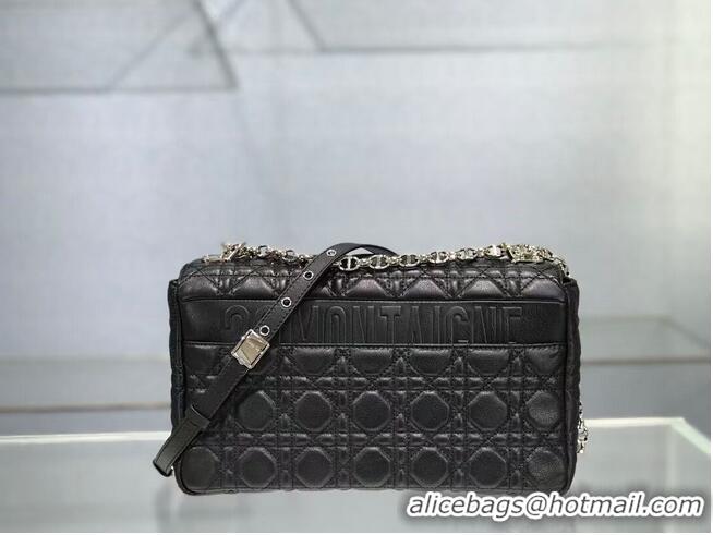 Best Quality LARGE DIOR CARO BAG Soft Cannage Calfskin M9243U black