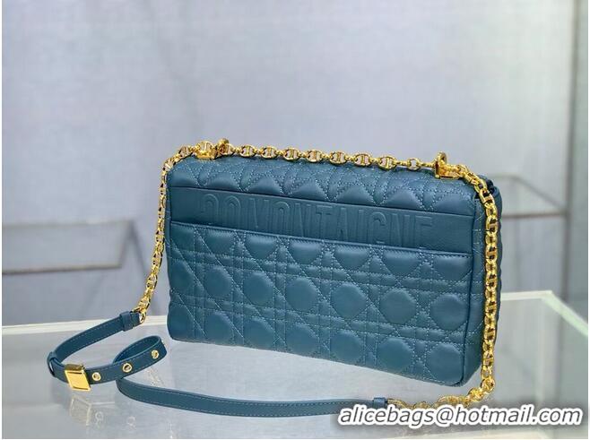 Classic Specials LARGE DIOR CARO BAG Soft Cannage Calfskin M9243U blue