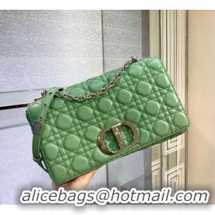 Super Quality LARGE DIOR CARO BAG Soft Cannage Calfskin M9243U green