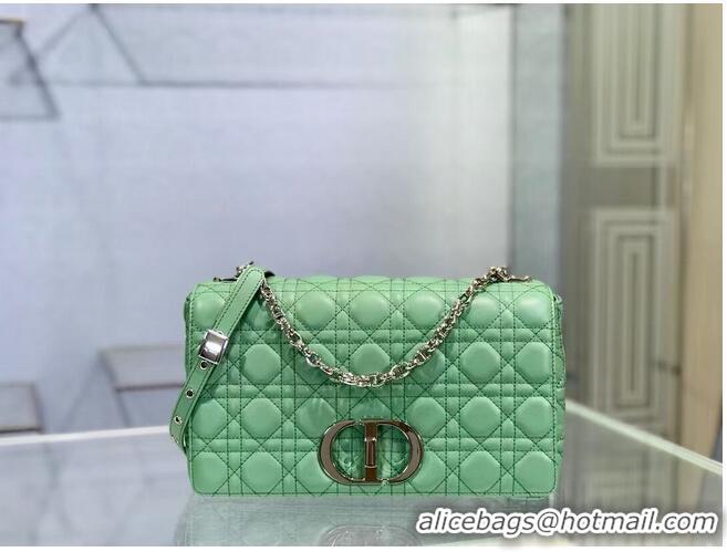 Super Quality LARGE DIOR CARO BAG Soft Cannage Calfskin M9243U green