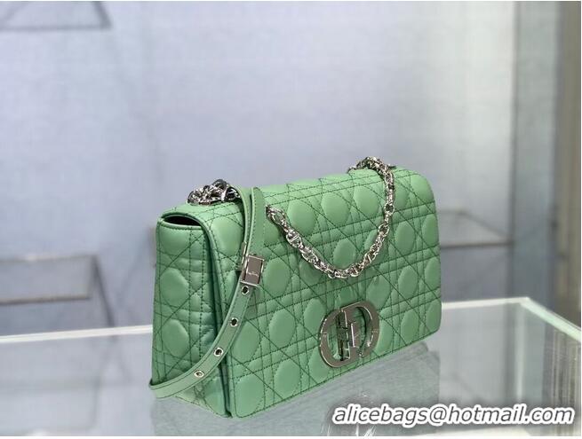 Super Quality LARGE DIOR CARO BAG Soft Cannage Calfskin M9243U green