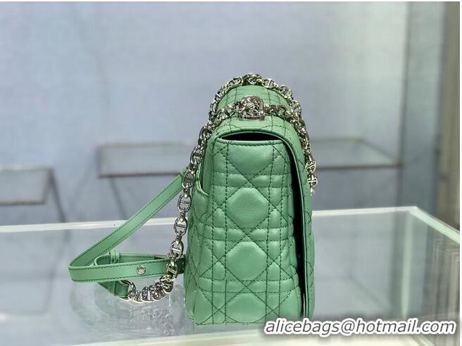 Super Quality LARGE DIOR CARO BAG Soft Cannage Calfskin M9243U green