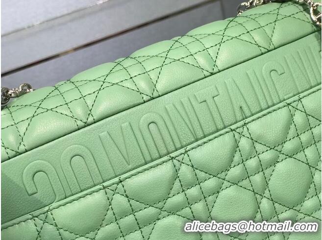 Super Quality LARGE DIOR CARO BAG Soft Cannage Calfskin M9243U green