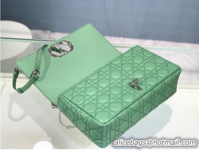 Super Quality LARGE DIOR CARO BAG Soft Cannage Calfskin M9243U green