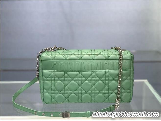 Super Quality LARGE DIOR CARO BAG Soft Cannage Calfskin M9243U green