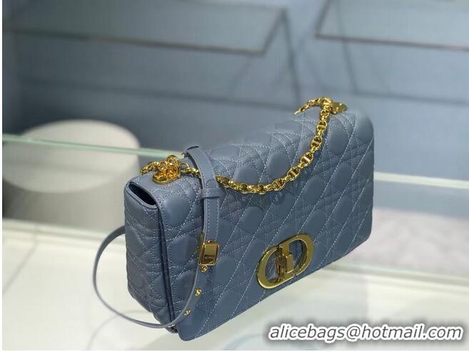 Best Price LARGE DIOR CARO BAG Soft Cannage Calfskin M9243U sky blue