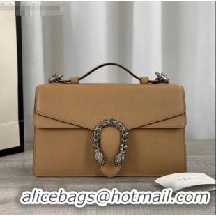 Popular Style Gucci Dionysus Leather Top Handle Bag 621512 Apricot 2021