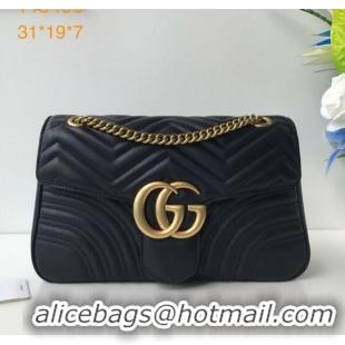 New Style Gucci GG Marmont Medium Matelassé Shoulder Bag 443496 Black 2021