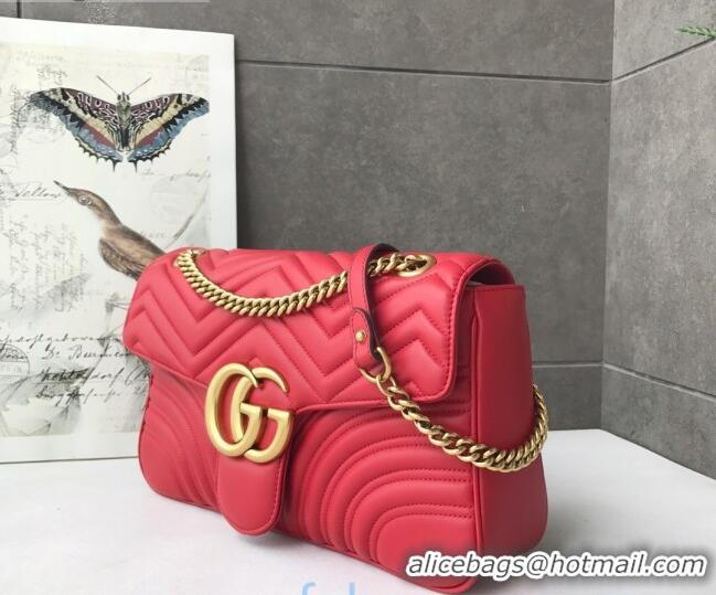 Luxury Cheap Gucci GG Marmont Medium Matelassé Shoulder Bag 443496 Red 2021