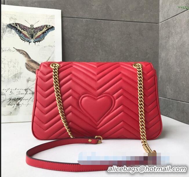 Luxury Cheap Gucci GG Marmont Medium Matelassé Shoulder Bag 443496 Red 2021