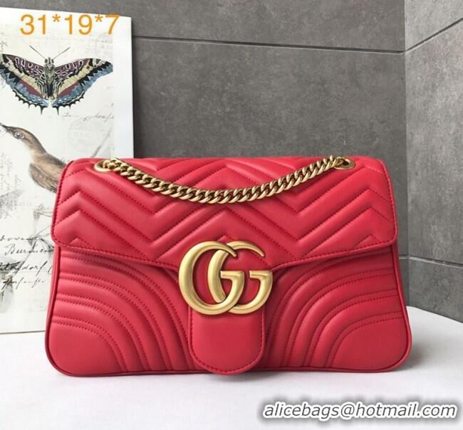 Luxury Cheap Gucci GG Marmont Medium Matelassé Shoulder Bag 443496 Red 2021