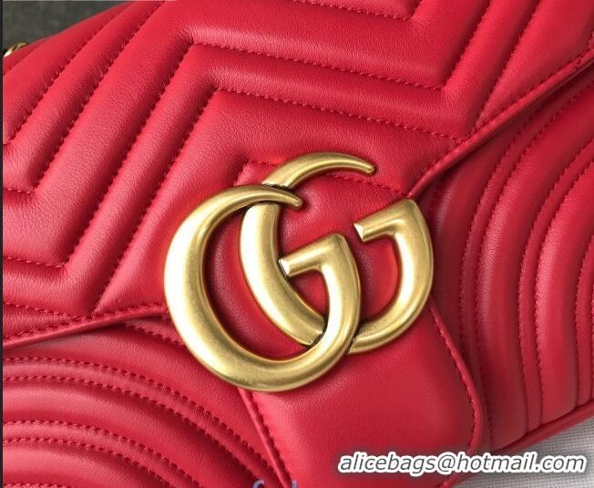 Luxury Cheap Gucci GG Marmont Medium Matelassé Shoulder Bag 443496 Red 2021