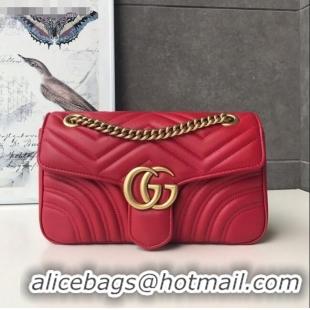 Best Quality Gucci GG Marmont Small Shoulder Bag 443497 Red/Gold 2021