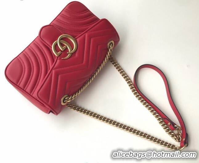 Best Quality Gucci GG Marmont Small Shoulder Bag 443497 Red/Gold 2021