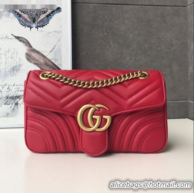 Best Quality Gucci GG Marmont Small Shoulder Bag 443497 Red/Gold 2021